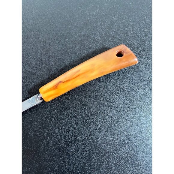 VTG Ladle Strainer Bakelite Brown Butterscotch Swirl Handle Stainless Steel MCM - Picture 11 of 16